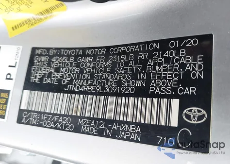 2020 Toyota Corolla Se из США, поврежденный, VIN JTND4RBE9L3091920